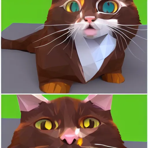 Image similar to a lovely cat sending kisses, low poly, artstation