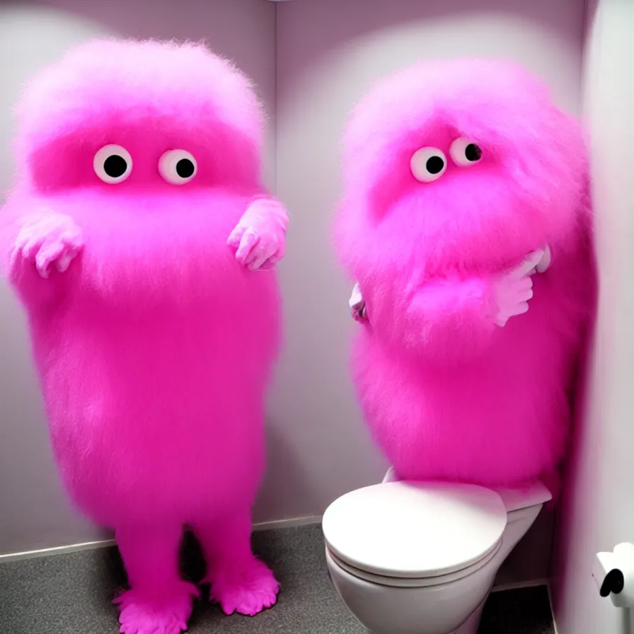 Image similar to fluffy pink toilet monster