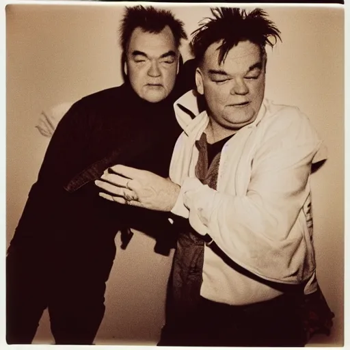 Image similar to stewart lee performing with the smiths, 9 0 s polaroid, by nan goldin