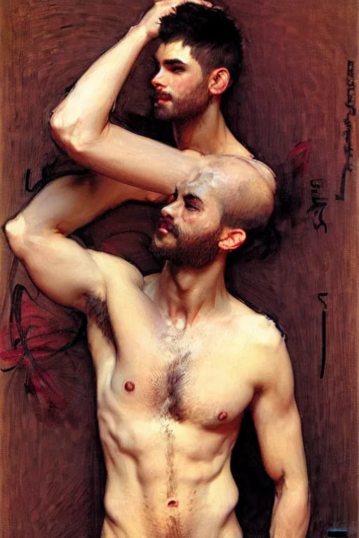 Prompt: attractive male, painting by john william waterhouse, yoji shinkawa, carl larsson, vladimir volegov