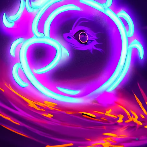 Image similar to creature concept of a neon elemental, whirling energy made of neon ( dramatic, cinematic, digital fantasy art )