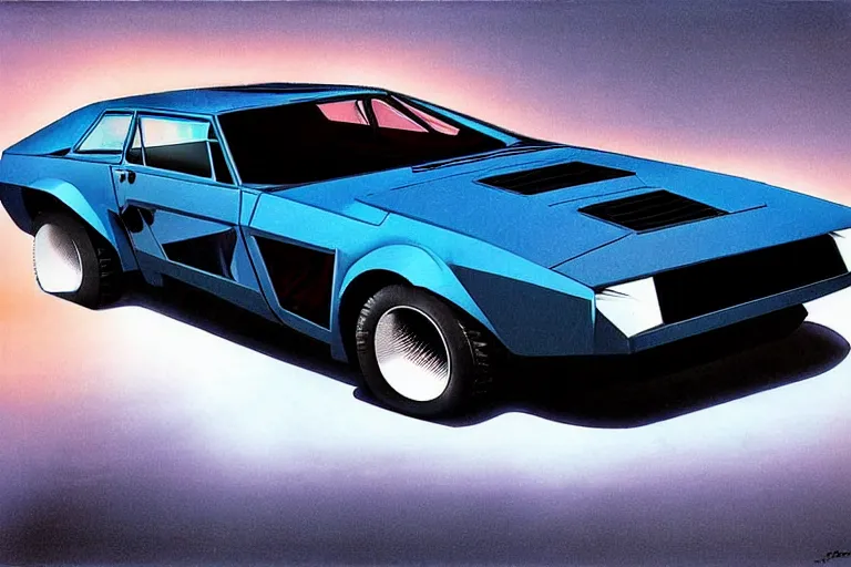 Prompt: designed by giorgetto giugiaro stylized poster of mad max's pursuit special, the last v 8 interceptor, thick neon lights, ektachrome photograph, volumetric lighting, f 8 aperture, cinematic eastman 5 3 8 4 film