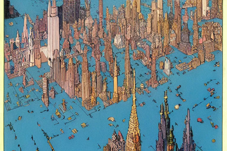 Image similar to fantastic city by winsor mccay, little nemo, surreal dream, whimsical, muted colors