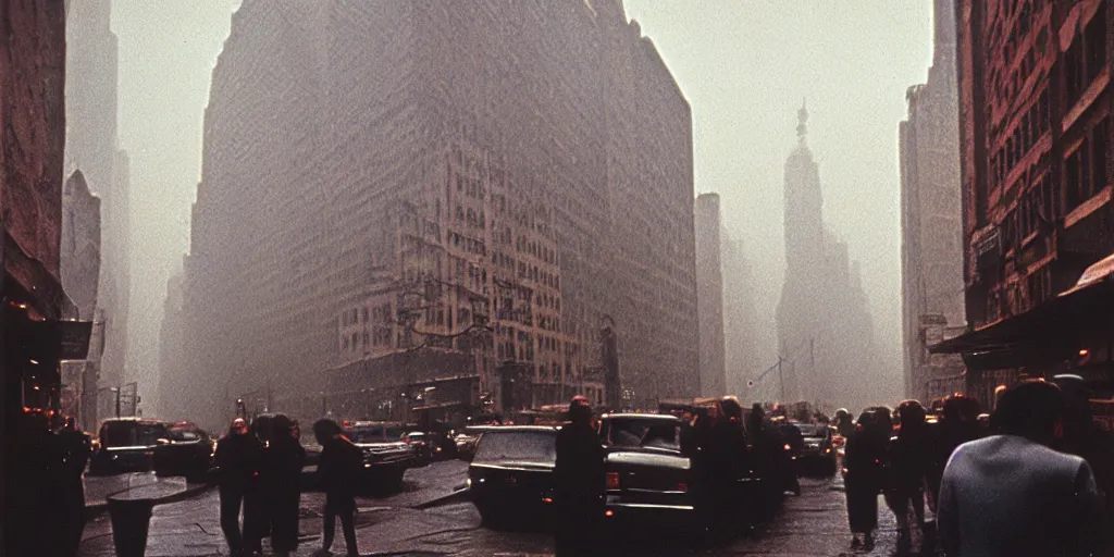 Image similar to detailed medium format photo, polaroid still from tarkovsky movie, a new york street scene, haze, high production value, intricate details, 8 k resolution, hyperrealistic, hdr, photorealistic, high definition, tehnicolor, award - winning photography, masterpiece, amazing colors