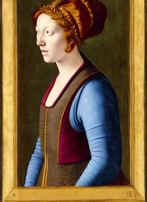 Image similar to portrait of young woman in renaissance dress and hennin,