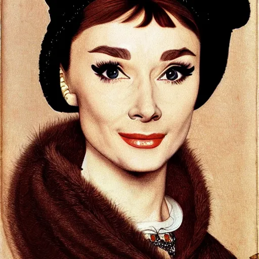 Image similar to audrey hepburn art by hans holbein