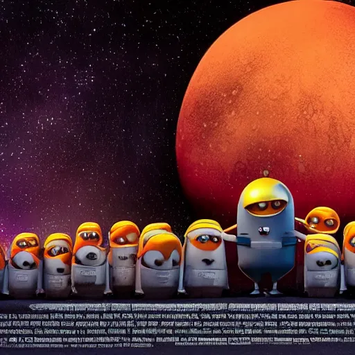 Image similar to the anthropomorphic minor - planet pluto, unhappy because it wants to be a real planet. imax, 7 0 mm. digital live - action. concept art. dramatic lighting. saturated. despicable me. neo - noir science fiction.