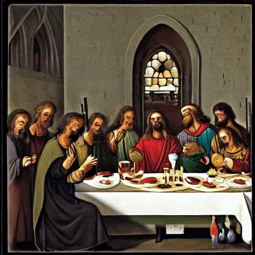 Image similar to the lord's supper with undeads instead of humans