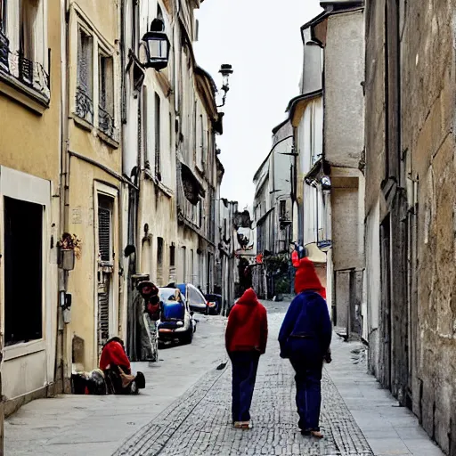 Prompt: people in a french street