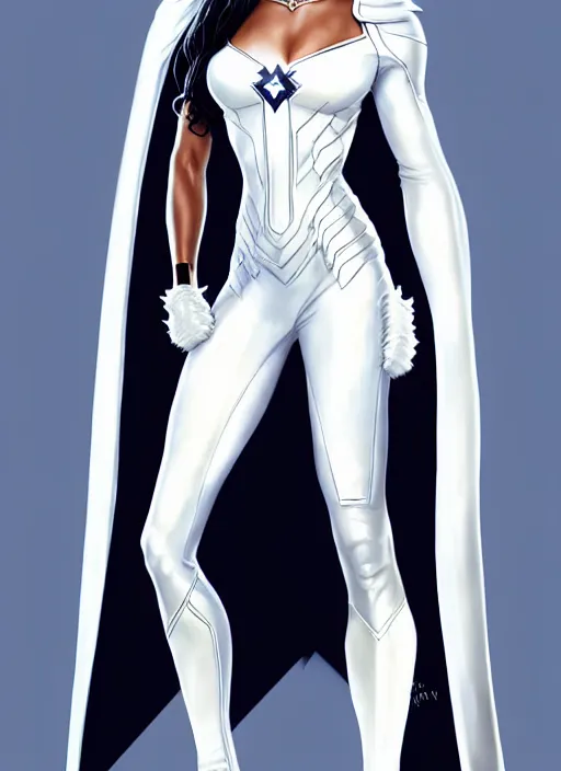 Prompt: full body portrait of marvel cinematic universe aaliyah haughton, x - men, emma frost, elegant, diamonds, super hero, white outfit, highly detailed!! digital painting, artstation, glamor pose, concept art, sharp focus, illustration, art by artgerm and greg rutkowski, artey freytag