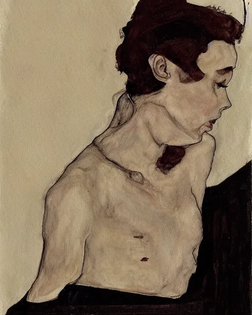 Image similar to portrait of audrey hepburn by egon schiele in the style of greg rutkowski