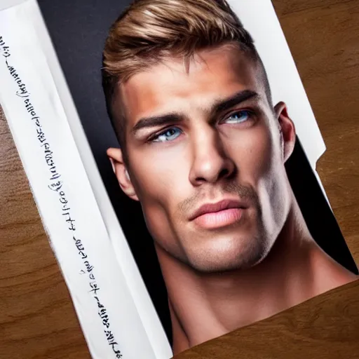 Prompt: professional portrait of a muscular male model with an attractive face but he has googly eyes