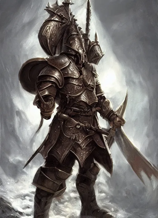 Image similar to Human Paladin, combed back Brown hair, short beard, grumpy, plate armor, Ivan Aivakovsky, Boris Vallejo, epic fantasy character art, D&D Concept Art, full length, Realistic, Regal, Refined, Detailed Digital Art, Oil Paining, Exquisite detail, post-processing, masterpiece, Cinematic Lighting, Unreal Engine, 8k, HD