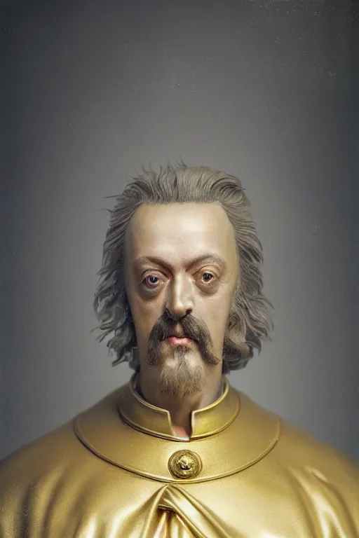 Image similar to extremely detailed studio portrait of peter the great, full body, soft light, golden glow, award winning photo by michal karcz and yoshitaka amano