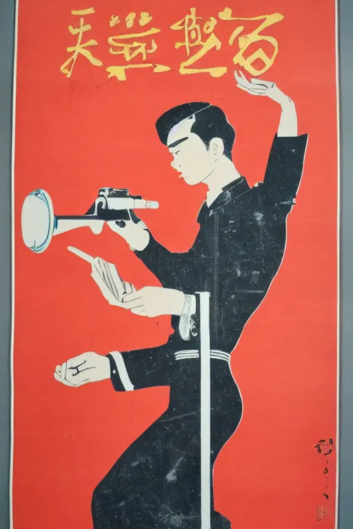 Image similar to cai xukun, 1 9 6 0 s soviet poster