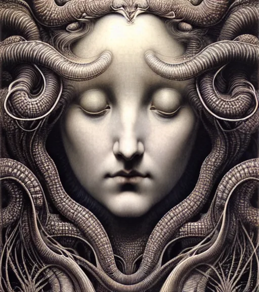 Image similar to detailed realistic beautiful wave goddess face portrait by jean delville, gustave dore, iris van herpen and marco mazzoni, art forms of nature by ernst haeckel, art nouveau, symbolist, visionary, gothic, neo - gothic, pre - raphaelite, fractal lace, intricate alien botanicals, ai biodiversity, surreality, hyperdetailed ultrasharp octane render