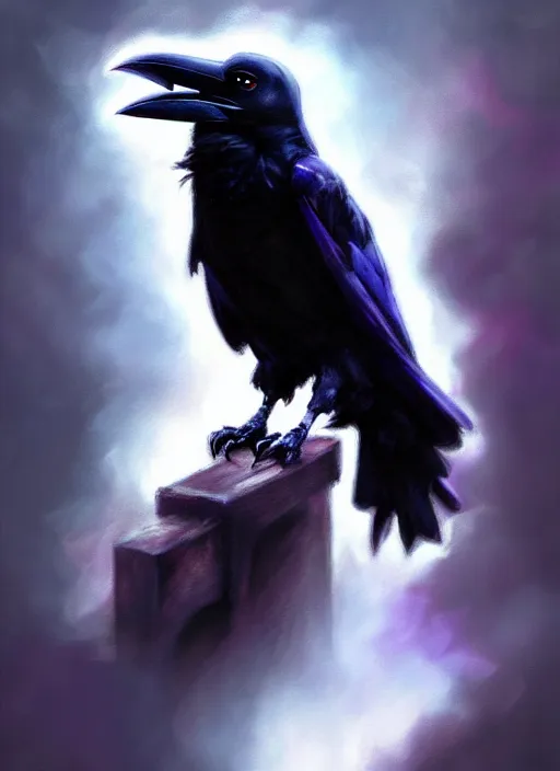 Image similar to a Raven Pokemon, by Casey Baugh, Steve Caldwell, Gottfried Helnwein, and Artgerm, 8k resolution, masterpiece work.