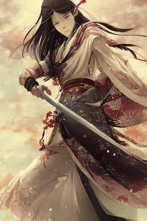 Image similar to beautiful anime samurai princess warrior scenery wallpaper aesthetic, magical, cinematic, powerful, super detailed and intricate, elegant, hyper realistic, by artgerm, by kyoung hwan kim, by ralph mcquarrie, by yoshiyuki tomino