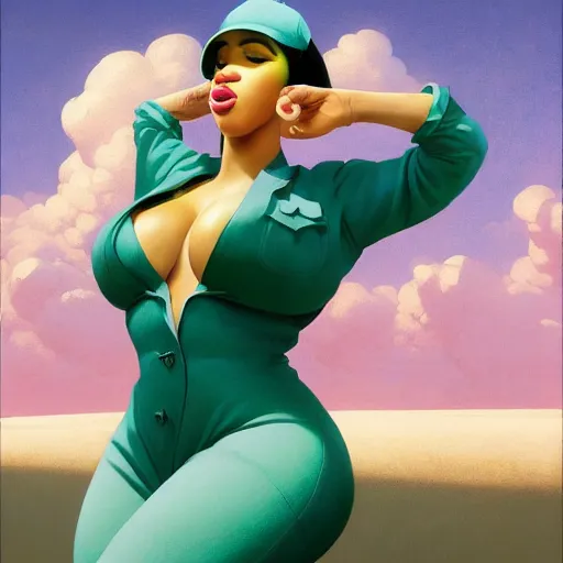 Image similar to 4k headshot of thicc Cardi B from Macfarlane comics, killing with green fire by Craig Mullins, ilya kuvshinov, krenz cushart, epic , artgerm trending on artstation by Edward Hopper and Dan Mumford and WLOP and Rutkovsky, beksinski carl spitzweg moebius and tuomas kocar, intricate artwork by caravaggio, Unreal Engine 5, Lumen, Nanite , 4K headshot of godlike clown with defined arms and open hands and bloody clothes with giant mandala wings , intricate face , flawless anime cel animation by Kentaro Miura, psychedelic , highly detailed upper body , professionally post-processed , beautiful, scary, symmetry accurate features, epic, octane rendered, anime masterpiece, accurate