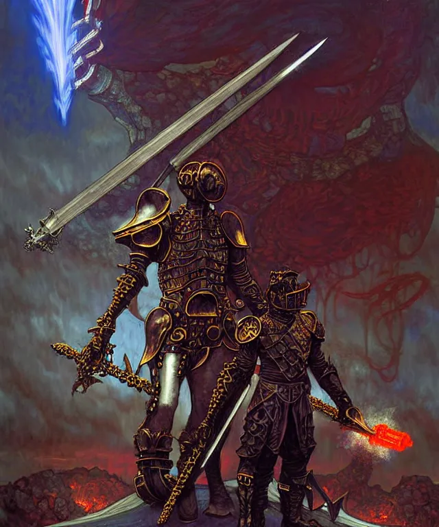 Prompt: the dragonslayer lava knight of the nuclear steampunk submarine with a white sword of bone character fantasy art concept sci - fi, cinematic photograph vividly detailed digital painting by greg rutkowsky, by alphonse mucha, by android jones, by h. r. giger, by max chroma, by peter moorbacher