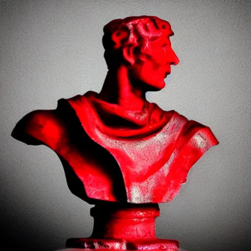 Image similar to black, grey, subtle red, greco roman sculpture, very gritty, thin lines, neo vaporwave