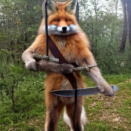 Image similar to fox holding a sword