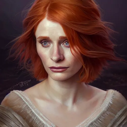 Image similar to portrait of Bryce Dallas Howard , extra onions and ketchup, luscious patty with sesame seeds, feminine ethereal, handsome, D&D, fantasy, intricate, elegant, highly detailed, digital painting, artstation, concept art, matte, sharp focus, illustration, art by Artgerm and Greg Rutkowski and Alphonse Mucha