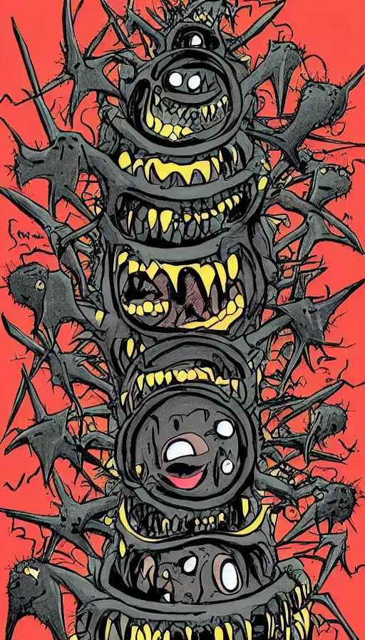 Prompt: a storm vortex made of many demonic eyes and teeth, by jhonen vasquez