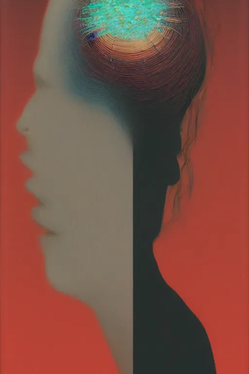 Image similar to woman wearing oculus and digital glitch head edward hopper and james gilleard, zdzislaw beksisnski, higly detailed