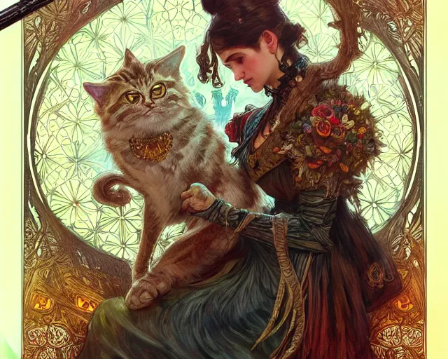 Image similar to photography of louis wain, deep focus, d & d, fantasy, intricate, elegant, highly detailed, digital painting, artstation, concept art, matte, sharp focus, illustration, hearthstone, art by artgerm and greg rutkowski and alphonse mucha