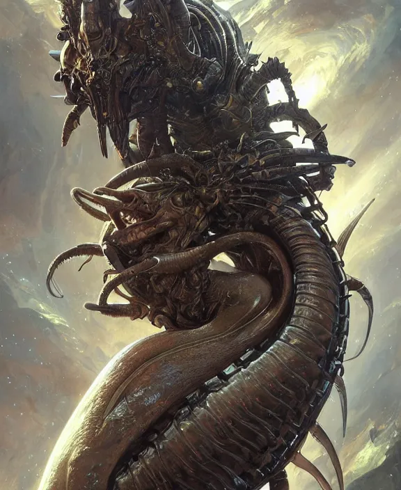 Image similar to portrait of a shining predatory insect alien monster, muscles, rippling, milky way environment, ultra realistic, concept art, intricate details, eerie, highly detailed, photorealistic, octane render, 8 k, unreal engine. art by artgerm and greg rutkowski and alphonse mucha