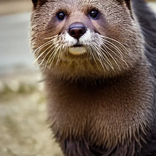 Image similar to half cat, half otter, half grizzly bear