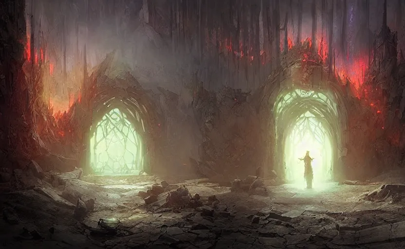 Image similar to a demonic magical ethereal portal!!! to hell. dark matte painting by marc simonetti