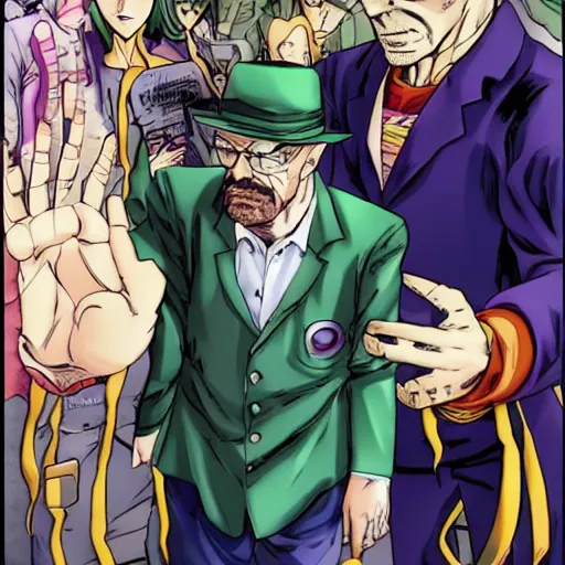 Image similar to walter white in jojos bizarre adventure