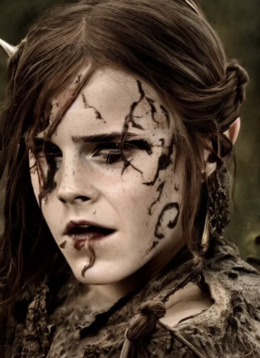 Image similar to photography emma watson prehistoric victorian berserker cinematic