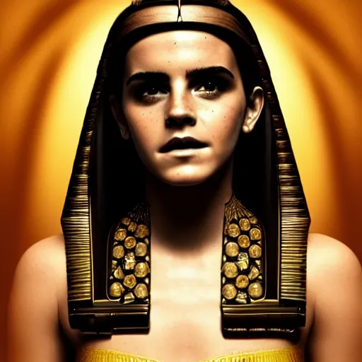 Image similar to portrait of Emma Watson as Cleopatra, ambient lighting, dynamic lighting, 4k, HQ, detailed, trending on artstation