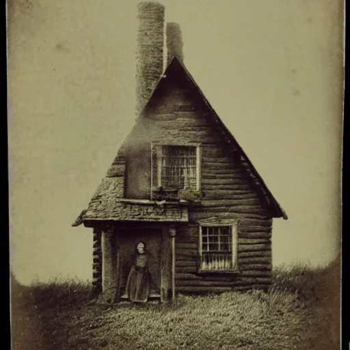 Image similar to tintype photo of a witches house