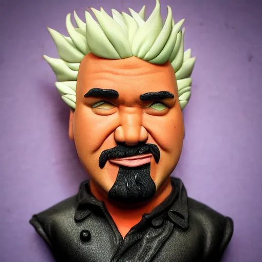 Image similar to guy fieri made out of polymer clay detailed sculpture trending on artstation
