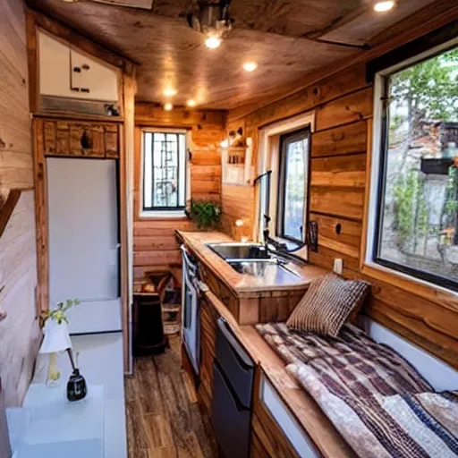 Image similar to tiny home that looks exactly like a ukrainian cathedral but on a trailer