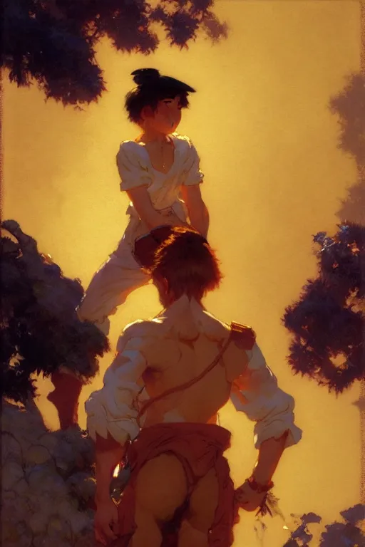 Image similar to nugget, dynamic lighting, by studio ghibli, painting by gaston bussiere, craig mullins, j. c. leyendecker, tom of finland