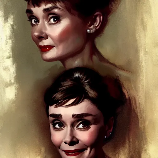 Prompt: audrey hepburn in a horror novel, inside haunted mansion, various scenarios, highly detailed, digital painting, artstation, art by gaston bussiere, greg rutkowski, j. c. leyendecker