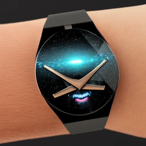 Prompt: a watch with an infinity mirror instead of a face