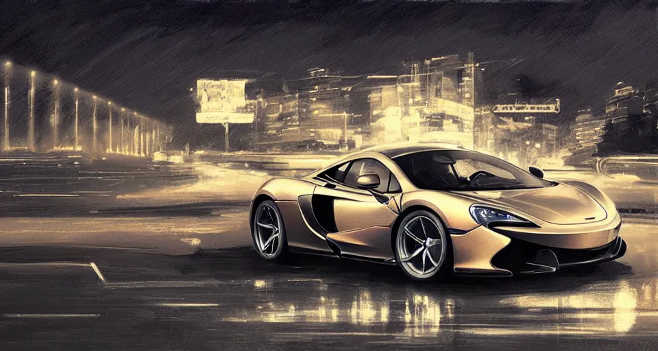 Prompt: mclaren in highway, night, digital art,ultra realistic,ultra detailed, ultra wide Lens, art by greg rutkowski