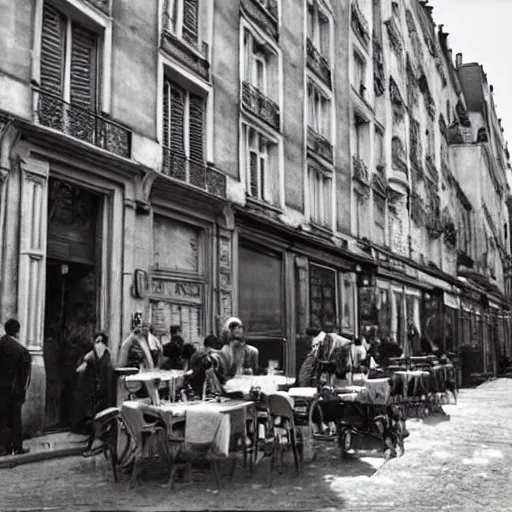 Prompt: Paris 10 years after second world war, on the rue notre dame. Photo taken in 2022, in colour.