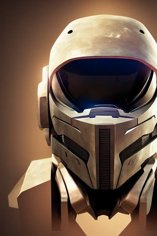 Image similar to robot ninja mask helmet halo master chief radiating a glowing aura global illumination ray tracing hdr fanart arstation by ian pesty and katarzyna da „ bek - chmiel