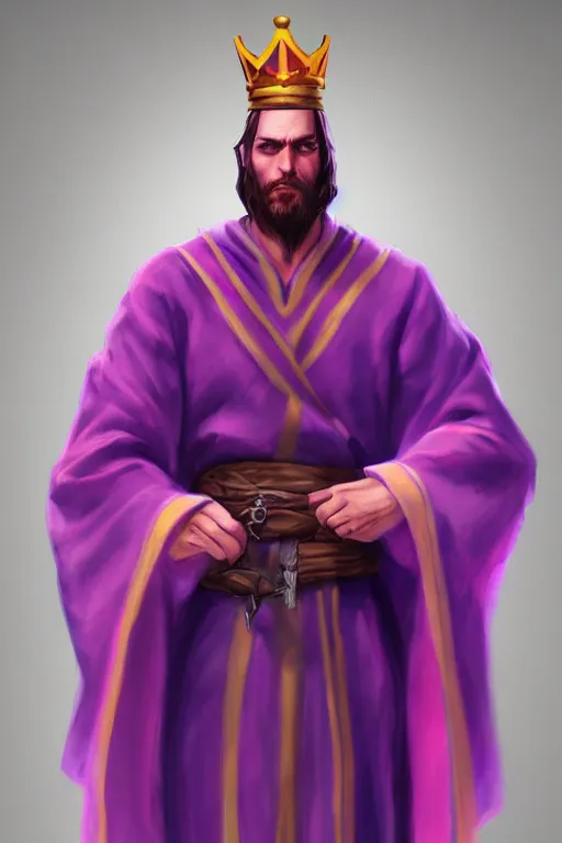 Prompt: king with a purple and scarlet robe, artstation