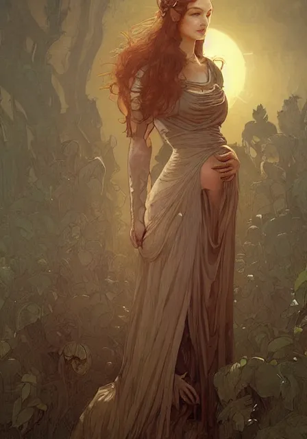 Image similar to sansa pregnant mummy zombie apocalypse, intricate, elegant, highly detailed, digital painting, artstation, concept art, smooth, sharp focus, illustration, art by artgerm and greg rutkowski and alphonse mucha and william - adolphe bouguereau