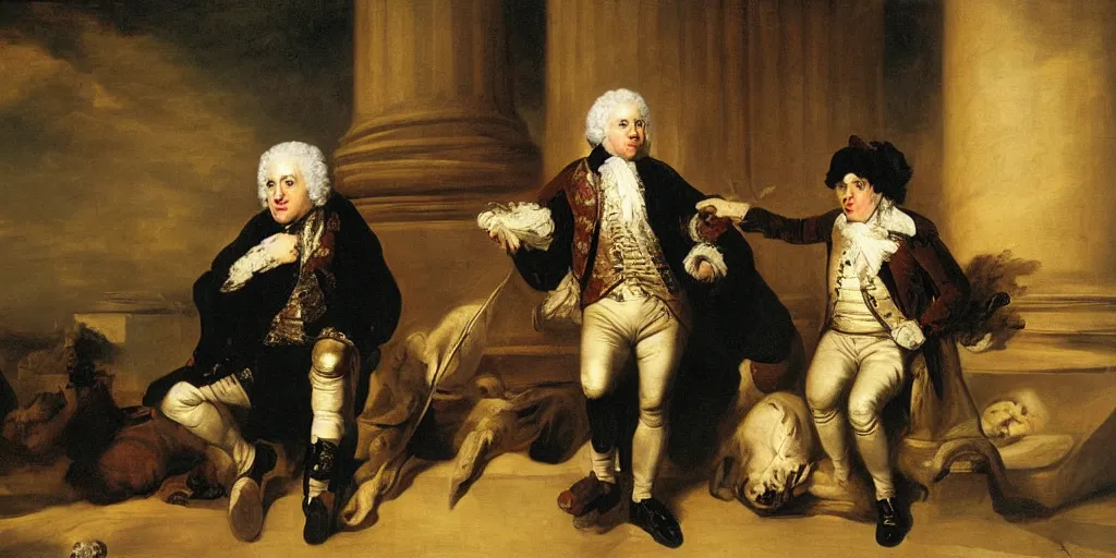 Prompt: Samuel Johnson meme, Sir Joshua Reynolds, 1775 oil painting