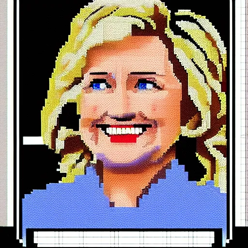Prompt: colecovision pixel art of hillary clinton from 1 9 8 2