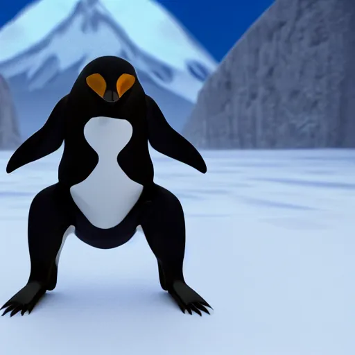 Image similar to penguin masked ninja, symmetric, highly detailed, Unreal Engine 8K,